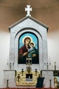 ODESSA, UKRAINE - JULY 5, 2014: The interior of the Armenian Apostolic Church in Odessa, Ukraine. The altar, iconostas Royalty Free Stock Photo