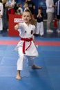 ODESSA, UKRAINE - JUNE 3, 22023: Participants in karate competition among children. Many children participate in martial arts