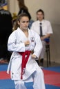 ODESSA, UKRAINE - JUNE 3, 22023: Participants in karate competition among children. Many children participate in martial arts