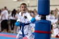 ODESSA, UKRAINE - JUNE 3, 22023: Participants in karate competition among children. Many children participate in martial arts