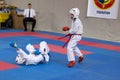 ODESSA, UKRAINE - JUNE 3, 22023: Participants in karate competition among children. Many children participate in martial arts