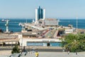 View on a Sea Port of Odessa from the the Potemkin staircase in Odessa, Ukraine