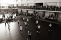 ODESSA, UKRAINE -MAR 5, 2023: Children\'s cheerleading championship. Young cheerleaders spectators and their parents