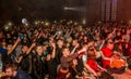 ODESSA, UKRAINE - March 23, 2019: viewers in auditorium of concert hall emotionally meet their favorite performers. Audience in