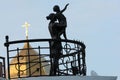 Woman with son waving goodbye in Odessa, Ukraine Royalty Free Stock Photo