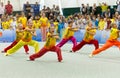 ODESSA, UKRAINE - October 1, 2019: Wushu athlete during the Wushu competition among children. Young athletes in competitions