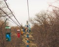 Odessa, Ukraine - 04 19 21: old soviet still functioning cable way funicular touristic attraction decorated with funny