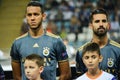 ODESSA, UKRAINE - September 15, 2016: Alper Potuk (R), Souza during the UEFA Europa League match group stage Zarya Lugansk vs FEN