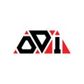 ODI triangle letter logo design with triangle shape. ODI triangle logo design monogram. ODI triangle vector logo template with red Royalty Free Stock Photo