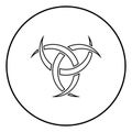 Odin horn paganism symbol icon outline black color vector in circle round illustration flat style image