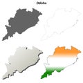 Odisha blank detailed outline map set