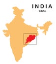 Odisha in India map. Odisha map vector illustration