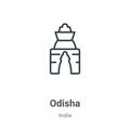 Odisha outline vector icon. Thin line black odisha icon, flat vector simple element illustration from editable india concept