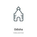 Odisha outline vector icon. Thin line black odisha icon, flat vector simple element illustration from editable india concept