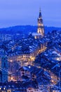 The odl town center of Bern in winter blue hour Royalty Free Stock Photo