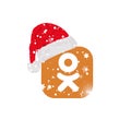 Odnoklassniki - popular logo in winter style. Logo in santa hat. Editorial vector. Vinnitsa, Ukraine - December 9, 2019