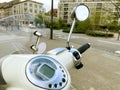 Odometer and rear view mirror on the handle of Scooter Django Standard 125 by