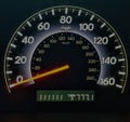 Odometer showing sevens and ones 7 and 1 unique patterns