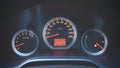 Odometer Speed in car with orange light showing