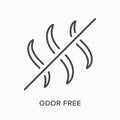 Odor free flat line icon. Vector outline illustration of aroma. Black thin linear pictogram for unscented smell sign Royalty Free Stock Photo