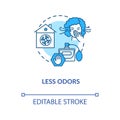 Less odors concept icon. Winetasting advice, degustation tips idea thin line illustration. Attending wine tasting event