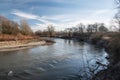 Odra river meander on Graniczne meandry Odry protected area on polish-czech borders near Bohumin and Chalupki