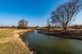 Odra river with Petrvaldik village on the background in CHKO Poodri in Czech republic