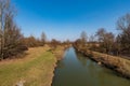 Odra river with trees and meadow around in CHKO Poodri in Czech republic Royalty Free Stock Photo