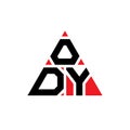 ODY triangle letter logo design with triangle shape. ODY triangle logo design monogram. ODY triangle vector logo template with red Royalty Free Stock Photo