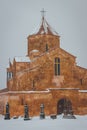Odzun Church in Odzun village of the Lori Armenia. 5thÃ¢â¬â7th century. Odzun Church in winter. Armenian Apostolic Church Royalty Free Stock Photo