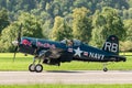 OE-EAS Chance Vought F4U-4 Corsair airplane in Mollis in Switzerland