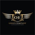 OE Letter Initial with Royal Wing Logo Template