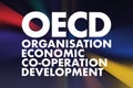 OECD - Organisation for Economic Co-operation and Development acronym, business concept background