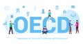 Oecd organisation of economic co-operation and development concept with big word or text and team people with modern flat style -