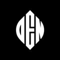 OEN circle letter logo design with circle and ellipse shape. OEN ellipse letters with typographic style. The three initials form a Royalty Free Stock Photo