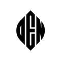 OEN circle letter logo design with circle and ellipse shape. OEN ellipse letters with typographic style. The three initials form a Royalty Free Stock Photo