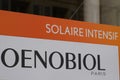 Oenobiol Solaire logo and sign text on shop brand created from the medical knowledge Royalty Free Stock Photo