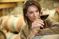 Oenologist tasting red wine Royalty Free Stock Photo