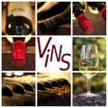 Oenology and wine concept collage, word vins Royalty Free Stock Photo