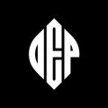 OEP circle letter logo design with circle and ellipse shape. OEP ellipse letters with typographic style. The three initials form a Royalty Free Stock Photo