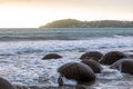 ÃÅoeraki boulders on the Pacific coast. New Zealand Royalty Free Stock Photo