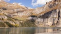 Oeschinensee lake with mountain in Switzerland Royalty Free Stock Photo