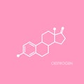 Oestrogen molecula structure. colorful line icon isolated on pink background Royalty Free Stock Photo