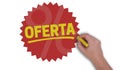 Oferta Sign is painted by hand Royalty Free Stock Photo