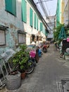 Off the beaten path small alleyways in Bangkok old district Talat Noi.