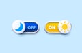 Off on button, day and night mode theme. Vector illustration