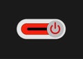 Off button power button slider red button isolate vector in black background Royalty Free Stock Photo