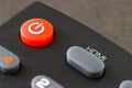On / Off button on the remote control. on a gray background Royalty Free Stock Photo