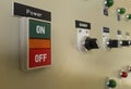 On and off buttons for start and stop machine. Royalty Free Stock Photo