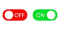 On and Off buttons. Vector green and red buttons on isolated background for your design. Vector EPS 10